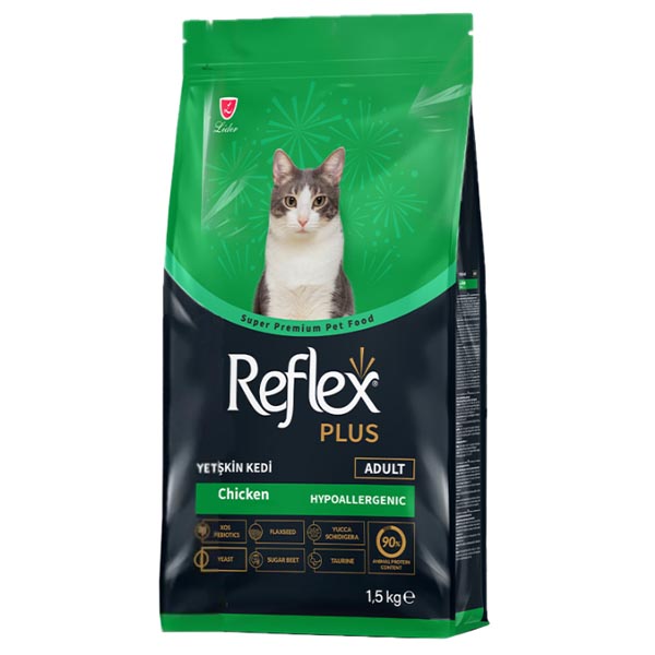 غذای گربه بالغ با طعم مرغ reflex plus 1.5kg