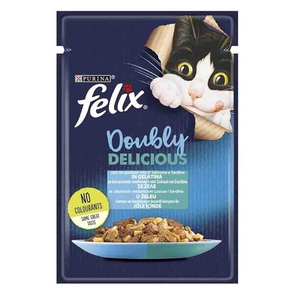 پوچ گربه سالمون و ساردین 80گرمی Felix