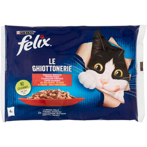 مولتی پک پوچ 4 عددی طعم مرغ و گوساله felix