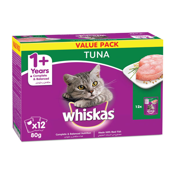 پک 12 تایی پوچ 80 گرمی گربه طعم تن Whiskas
