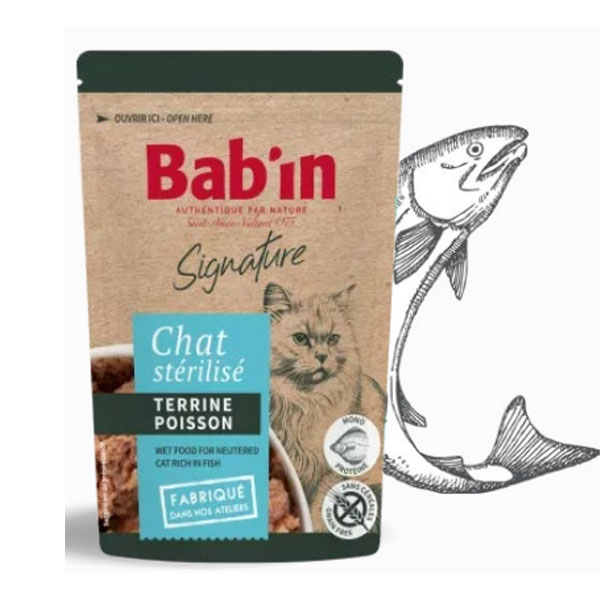 پوچ گربه بالغ عقیم طعم قزل آلا 80 گرمی Babin