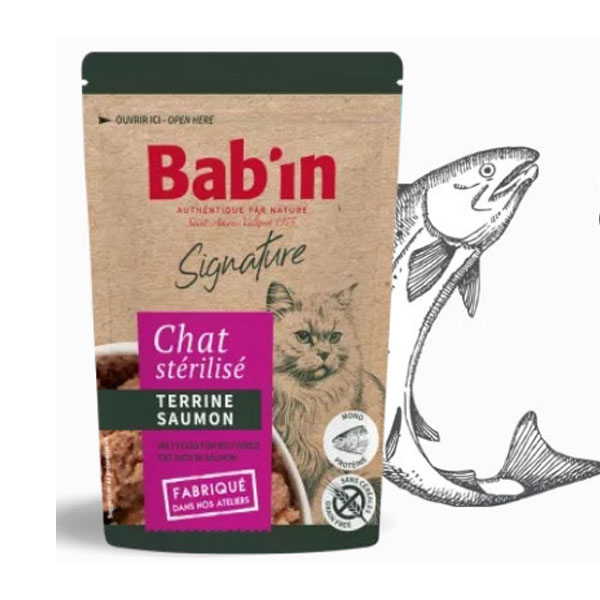 پوچ گربه بالغ عقیم طعم سالمون 80 گرمی Babin