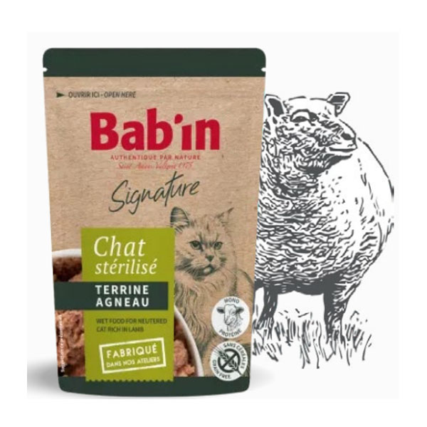پوچ گربه بالغ عقیم طعم بره 80 گرمی Babin