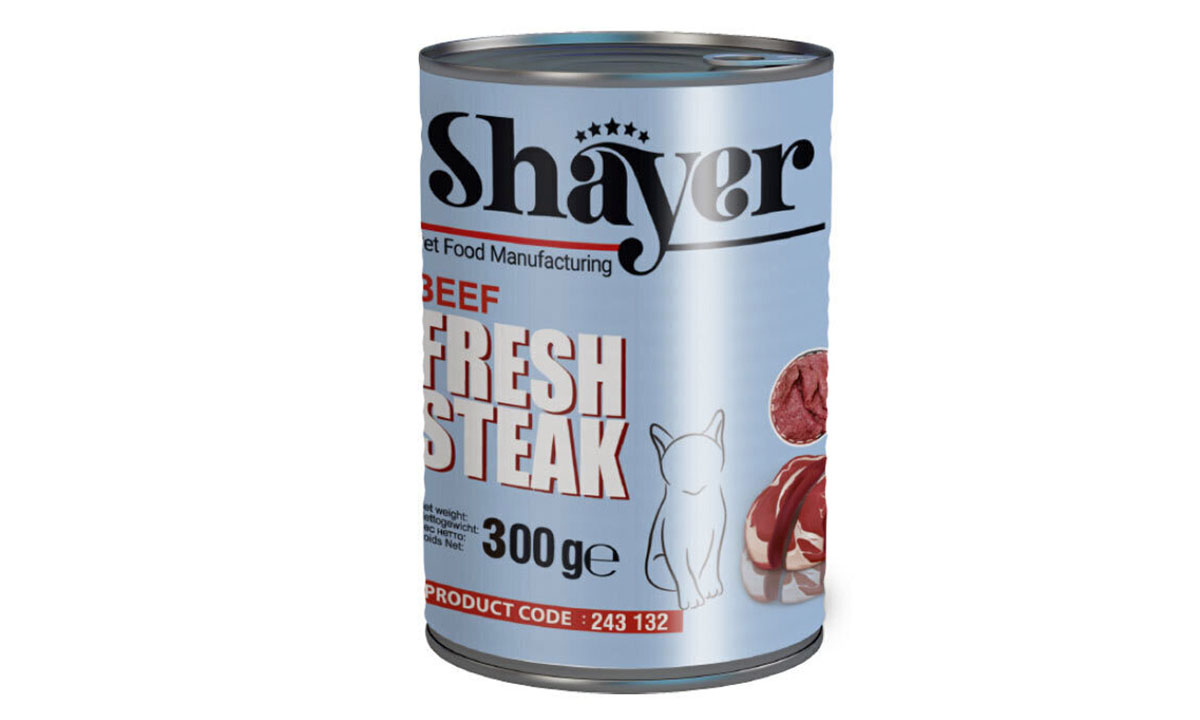 کنسرو استیک گوشت گربه 300 گرمی Shayer