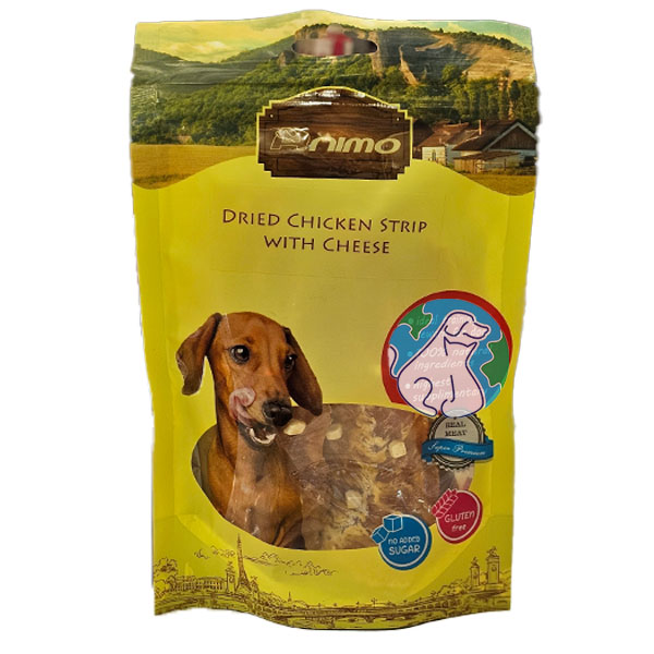 تشویقی سگ 100 گرمی Animo dried chicken strip with rice