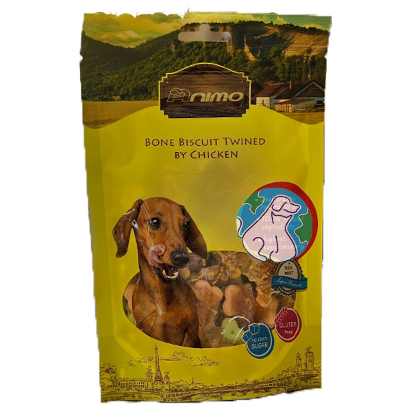 تشویقی سگ 100 گرمی Animo biscuit twined by chicken 
