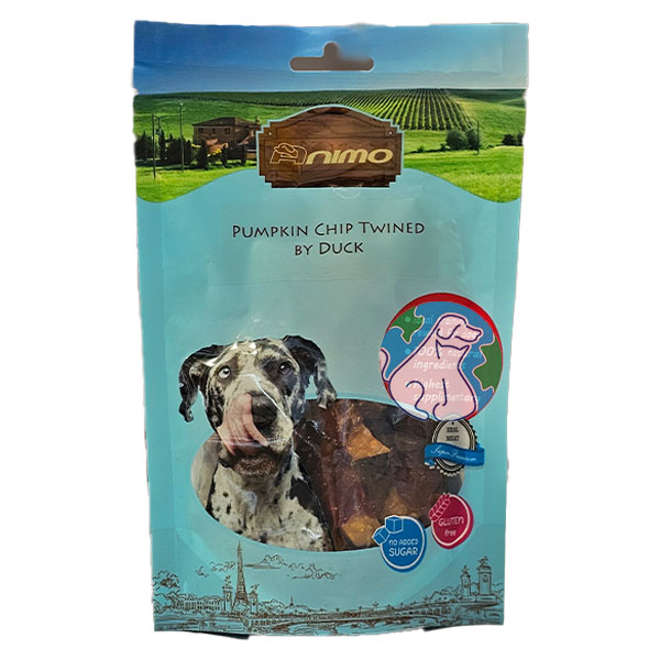تشویقی سگ 100 گرمی Animo pumpkin chip twinedby duck