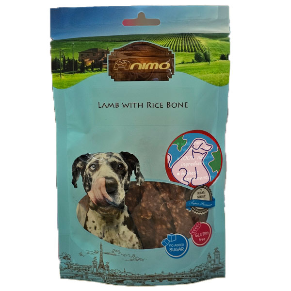 تشویقی سگ 100 گرمی  Animo lamb with rice bone 