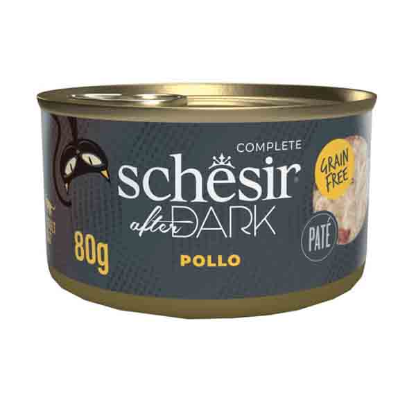 کنسرو ۸۰ گرمی پته گربه بالغ طعم مرغ Schesir Dark