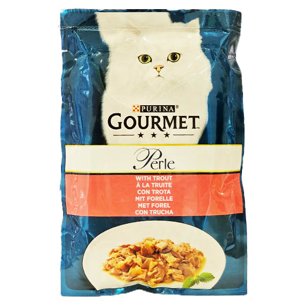 پوچ گربه گورمه طعم قزل آلا 85 گرمی Gourmet
