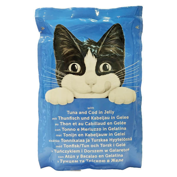 پوچ گربه بالغ 85 گرمی طعم تن و ماهی کاد در ژلاتین Felix