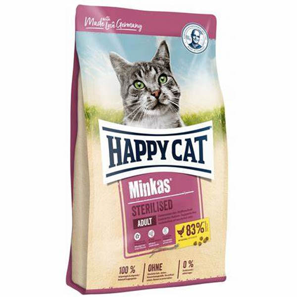 غذای خشک گربه بالغ عقیم هپی کت مینکاس طعم مرغ ۱۰ کیلویی Happy cat