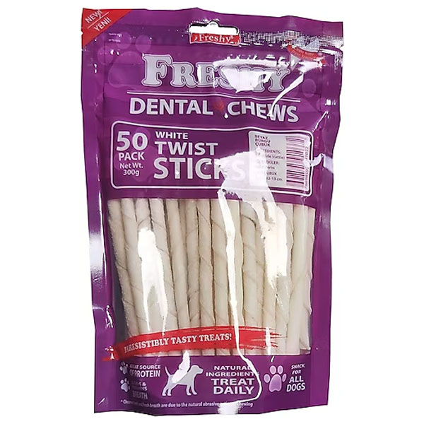 تشویقی دنتال 50 عددی 13 سانتی Freshy White twist stick 