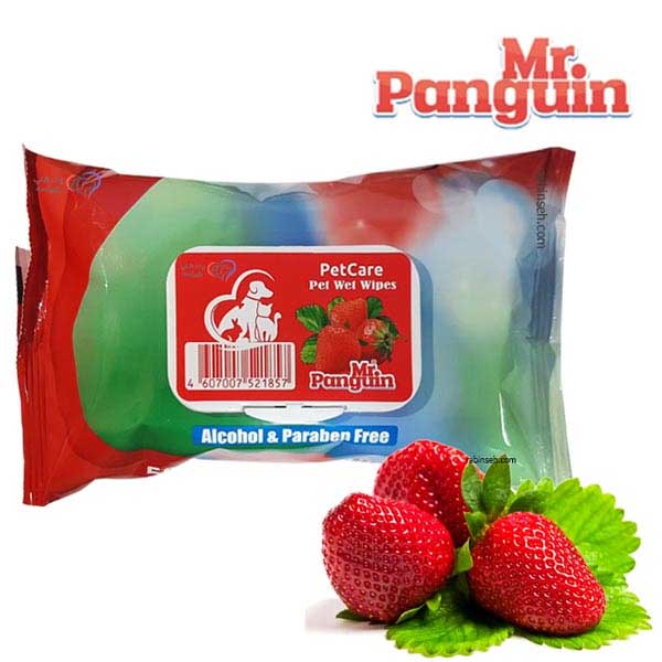دستمال مرطوب پاکتی 50 برگی رایحه توت فرنگی Mr panguin