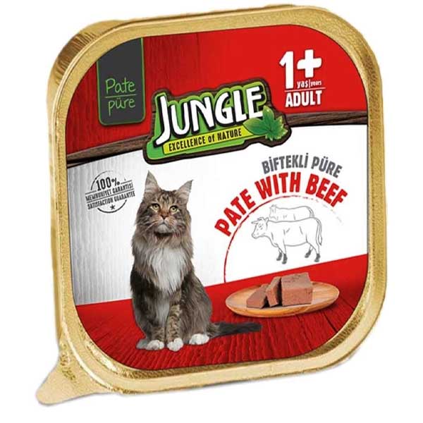 ووم گربه بالغ پته 100 گرمی طعم گوشت گاو Jungle