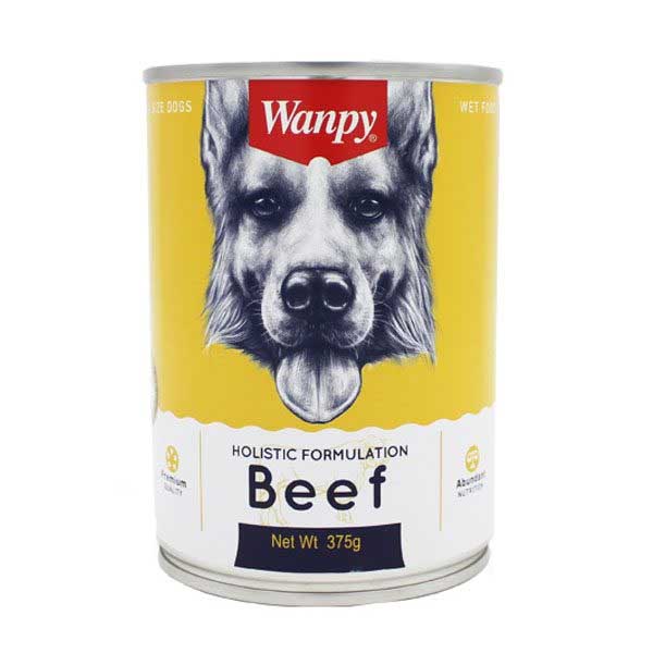 کنسرو سگ 375 گرمی طعم گوشت گاو پته Wanpy