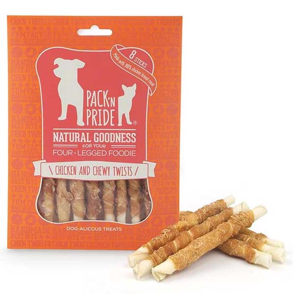 تشویقی دورپیچ طعم مرغ 90 گرمی Packn pride