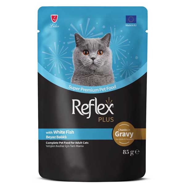 پوچ گربه بالغ 85 گرمی رفلکس ماهی سفید در سس Reflex