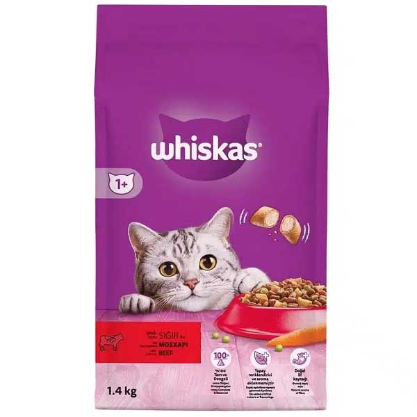 غذای خشک گربه بالغ 14 کیلوگرمی ویسکاس طعم گوشت Whiskas
