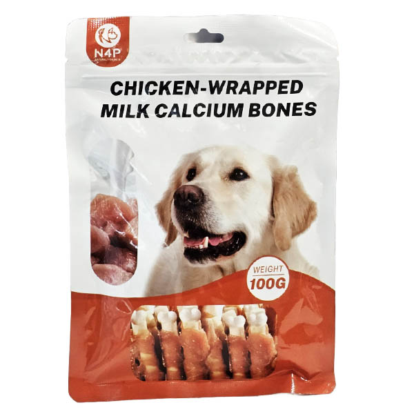 تشویقی سگ کلسیم و شیر و دور پیچ مرغ 100 گرمی n4p