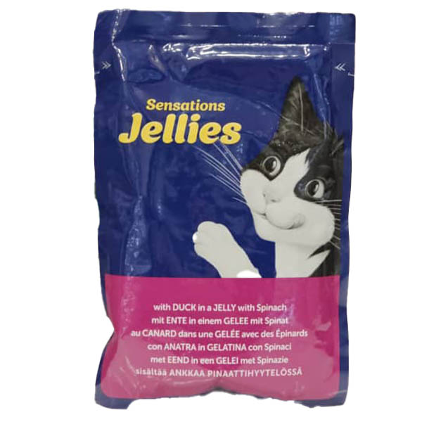 پوچ گربه بالغ 85 گرمی طعم اردک و اسفناج ژله ای Felix