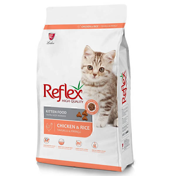 غذای خشک بچه گربه مرغ و برنج 15 کیلویی Reflex