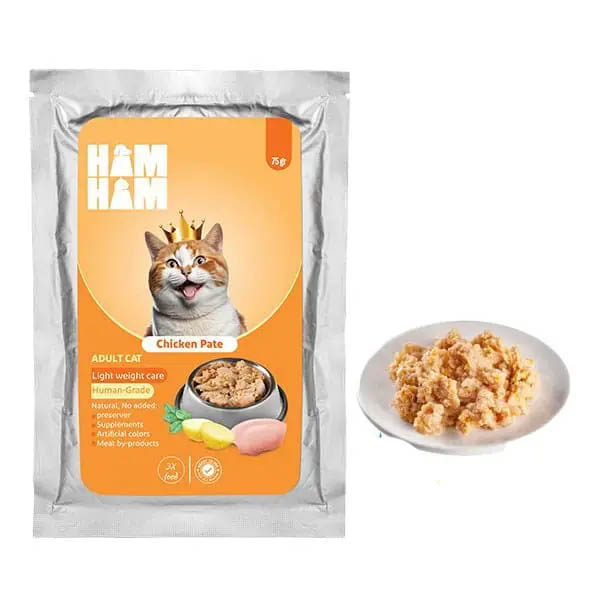 پوچ گربه مرغ پته 75 گرمی HAM HAM