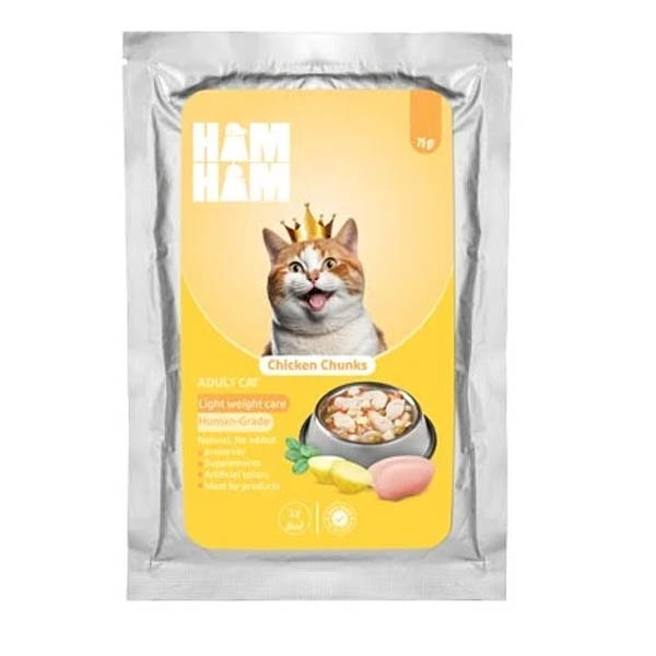 پوچ گربه مرغ چانکی 75 گرمی HAM HAM