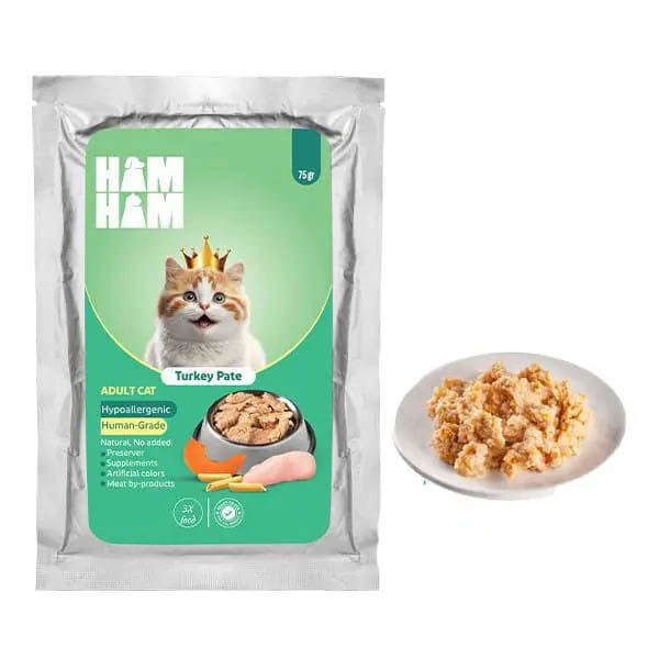 پوچ گربه بوقلمون پته 75 گرمی HAM HAM