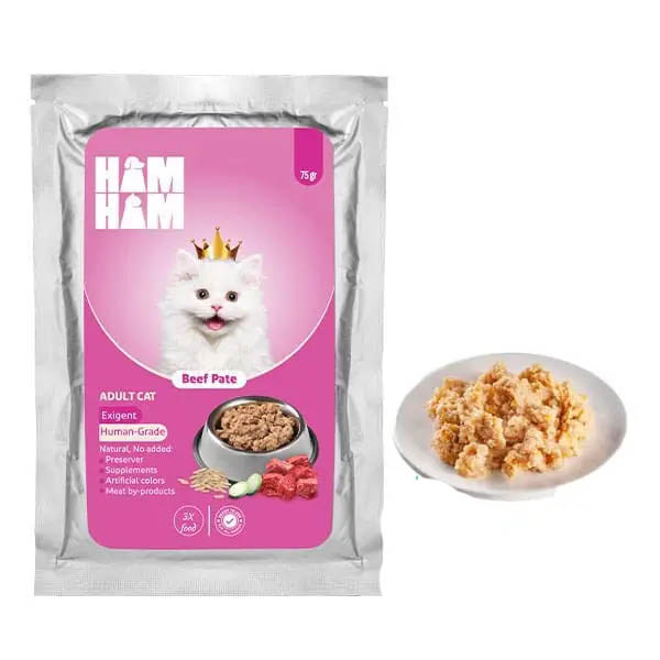 پوچ گربه بیف پته 75 گرمی HAM HAM