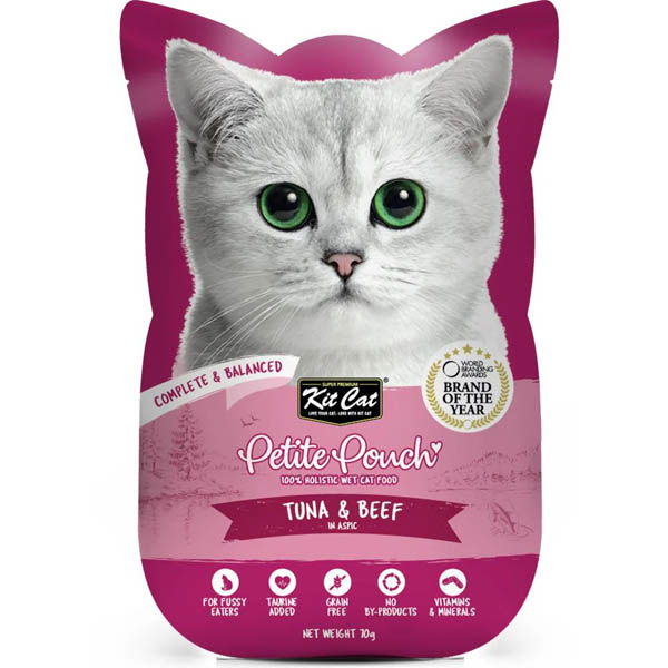  پوچ گربه طعم تن و گوشت گاو 70 گرمی Kit cat