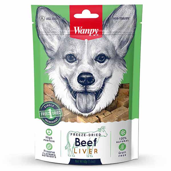 تشویقی فریز دراید جگر گاو 100گرمی Wanpy