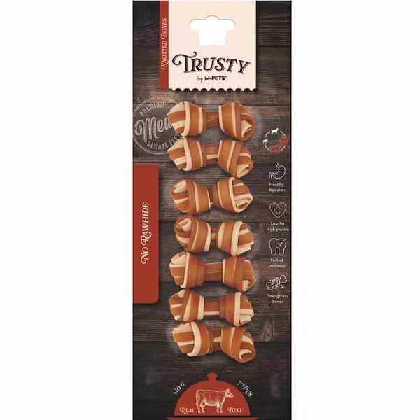 تشویقی دو سر گره سفت طعم گوشت 140 گرمی M-pets