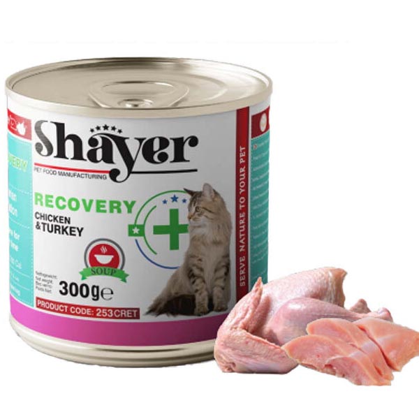 کنسرو ریکاوری گربه مرغ و بوقلمون 300 گرمی Shayer