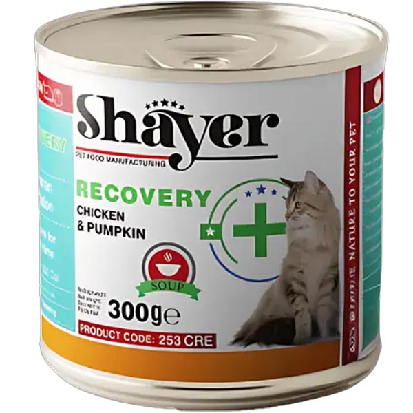 کنسرو ریکاوری گربه مرغ و کدو حلوایی 300 گرمی Shayer