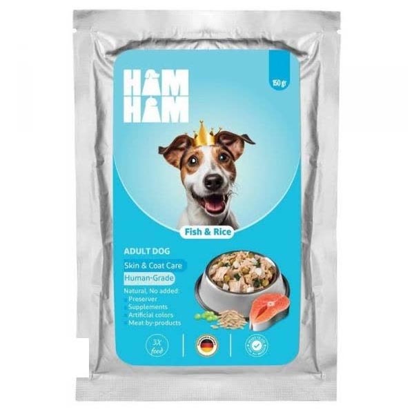 پوچ سگ طعم ماهی و برنج 150 گرمی HAM HAM