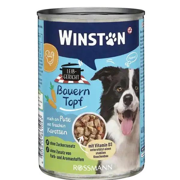 کنسرو تکه ای سگ طعم بوقلمون 400گرمی Winston