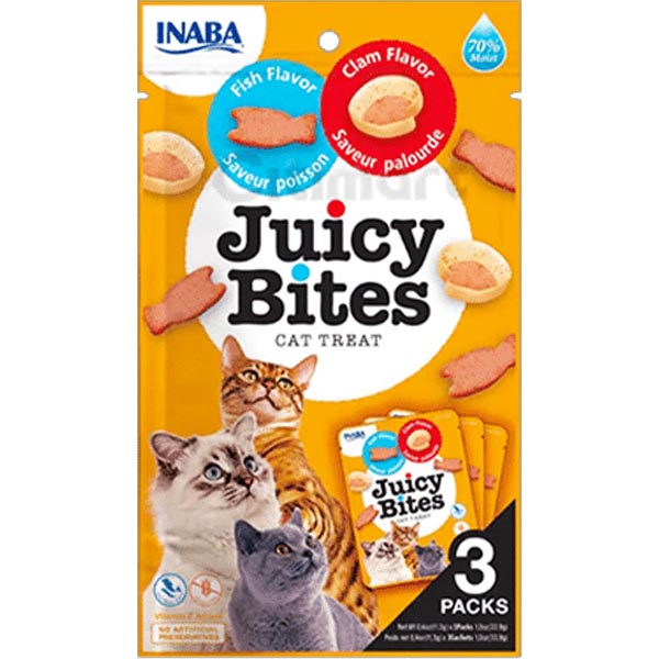 تشویقی آغشته در سس طعم ماهی و صدف INABA Juicy Bites