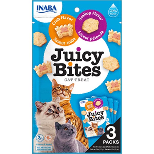 تشویقی آغشته در سس طعم خرچنگ و صدف INABA Juicy Bites