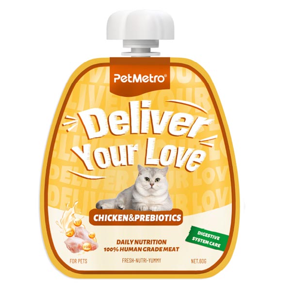 پودینگ گربه طعم مرغ و پربیوتیک 60 گرمی PetMetro