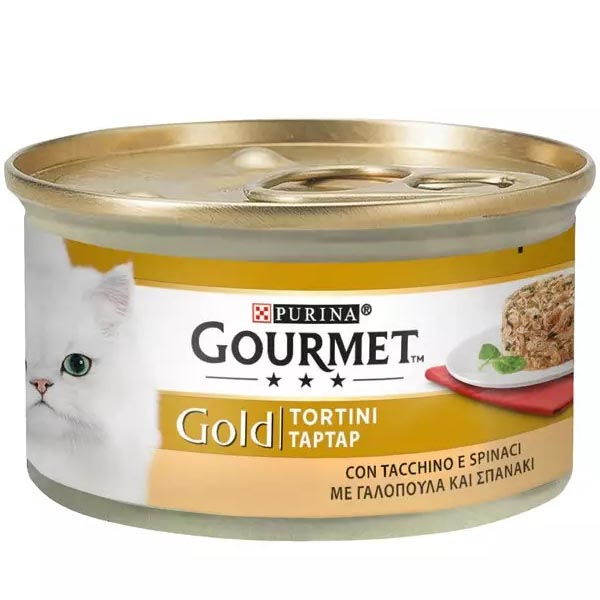 کنسرو گربه بوقلمون و اسفناج کیک 85گرمی آلمانی Gourmet Gold