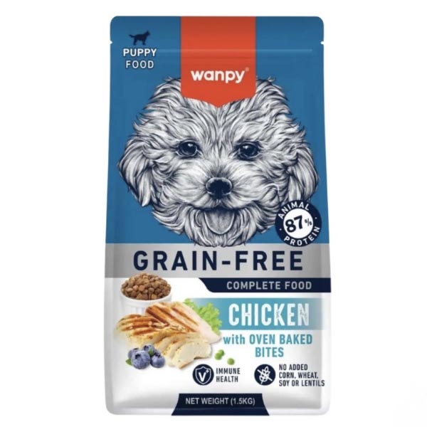 غذای خشک توله سگ طعم مرغ بدون غلات 1.5 کیلوگرمی Wanpy