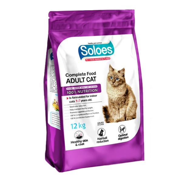 غذای خشک مرغ و برنج گربه بالغ ایندور 12 کیلویی  Soloes