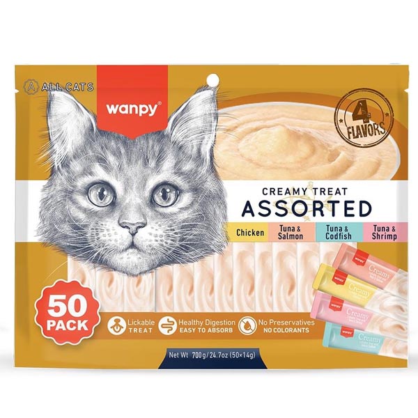 بستنی گربه طعم میکس 50 عددی Wanpy