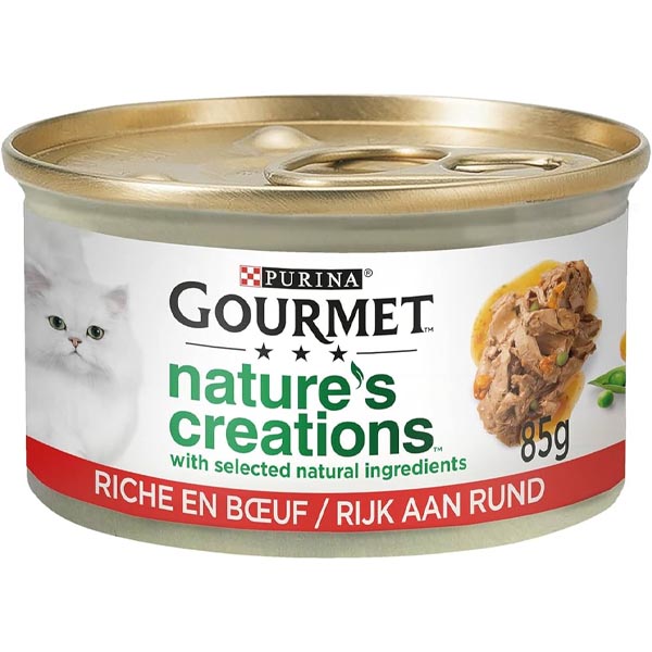 کنسرو نچرال گربه طعم گوشت و سبزیجات 85 گرمی Gourmet gold