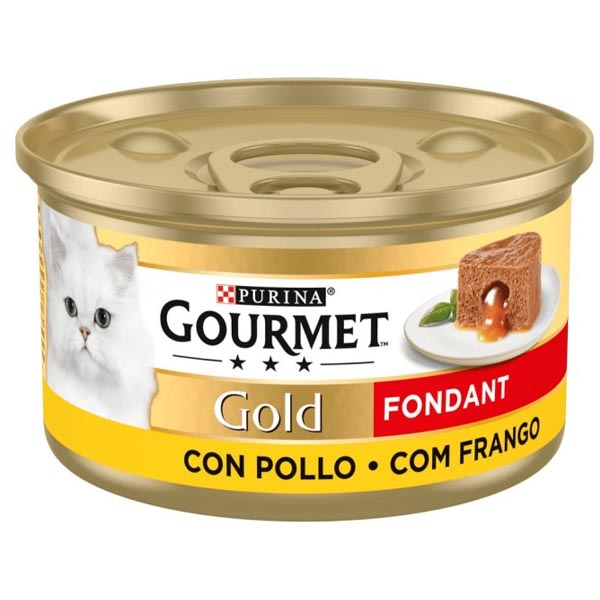 کنسرو مغزدار گربه طعم مرغ و سس مرغ 85 گرمی Gourmet gold