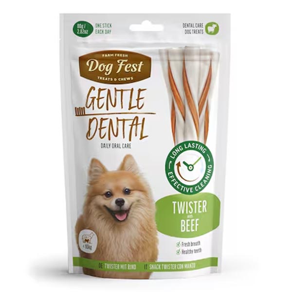 تشویقی پیچی دنتال سگ طعم گاو 80 گرمی Dog fest