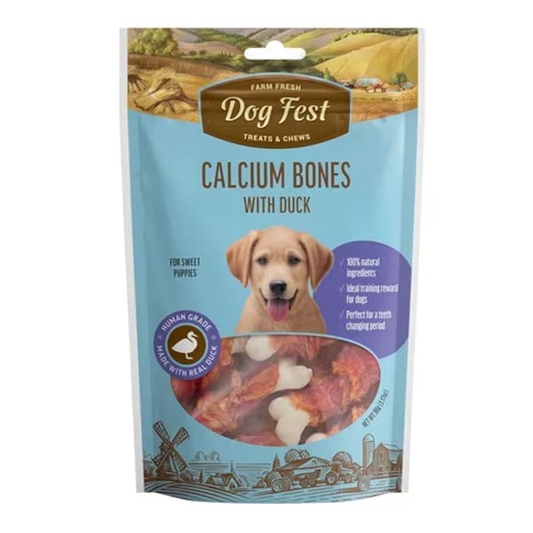 تشویقی استخوان کلسیمی طعم اردک 90 گرمی Dog fest