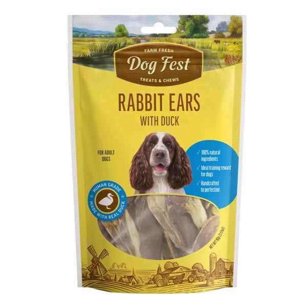 تشویقی طبیعی گوش خرگوش با گوشت اردک 90 گرمی Dog fest
