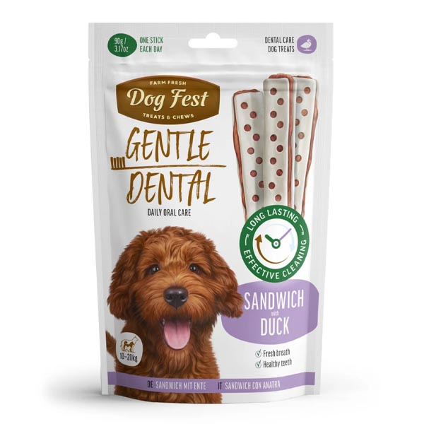 تشویقی ساندویچی دنتال سگ طعم اردک 90 گرمی Dog fest